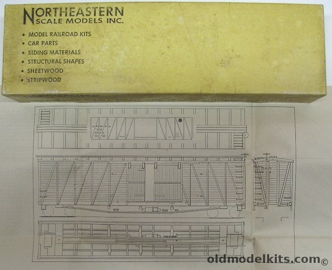 Northeastern Scale Models HO 50' Outside Braced Auto Box Car Southern Pacific - Craftsman Kit, HB-3 plastic model kit